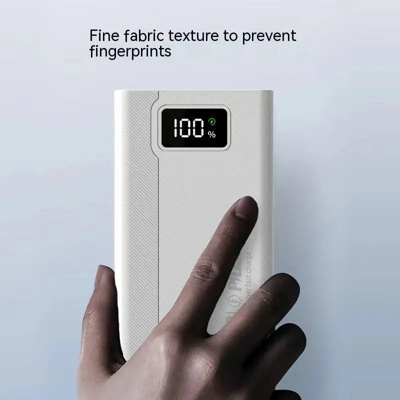 Large capacity power bank portable charger in black or white plastic housing