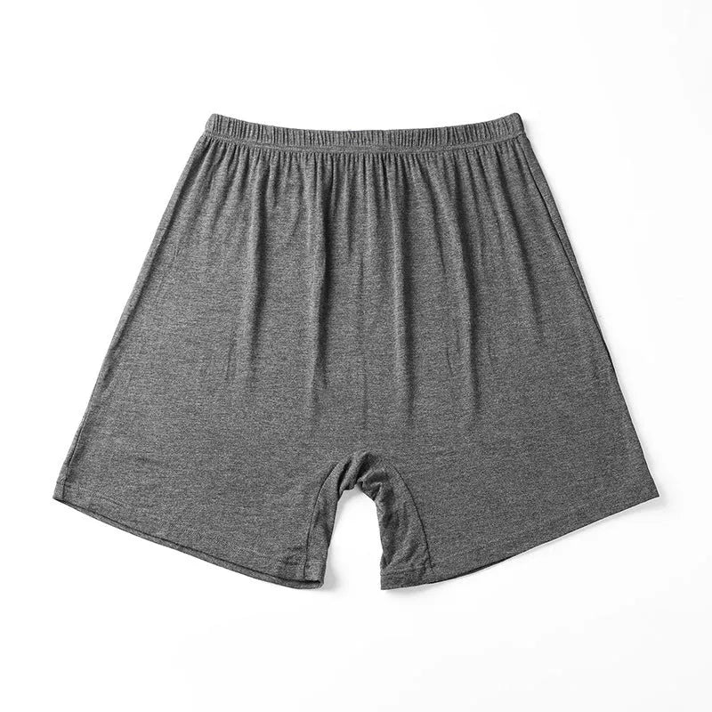 Men's solid colour modal boxers showing high waist design available in black, blue, gray and brown