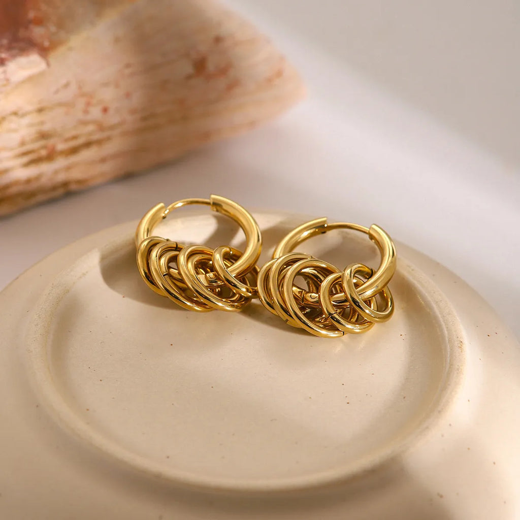Stainless steel personality earrings with electroplated silver or rose gold finish