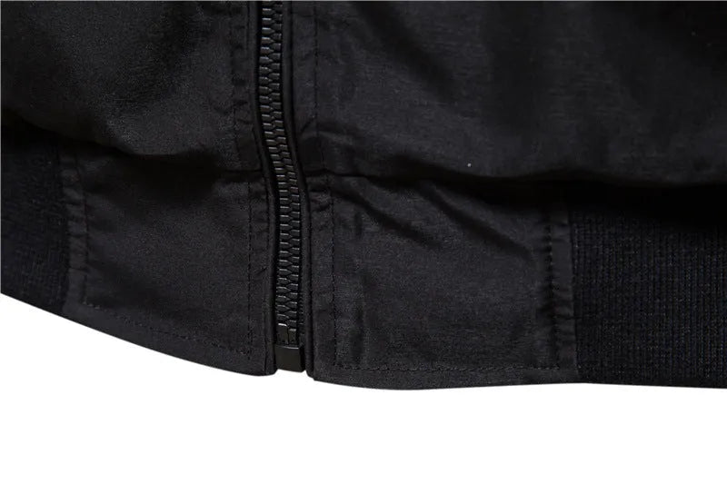 Men's casual thin jacket in army green, black or navy blue made from polyester fibre with continental sizing