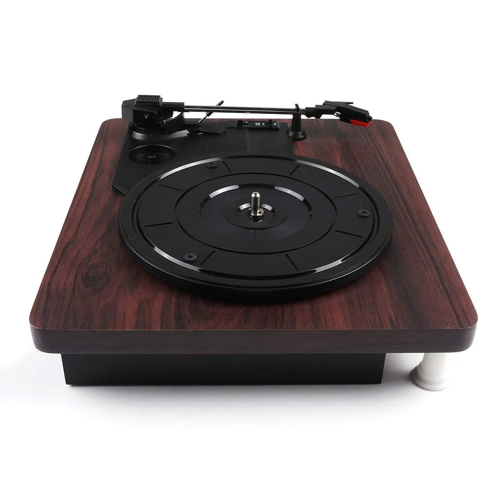 Record player phonograph requires external amplifier, compact turntable 300x250x100mm with multiple plug standards