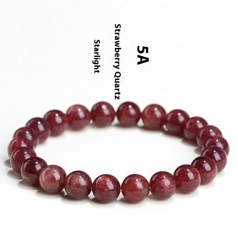 Natural starlight cherry red strawberry quartz bracelet with geometry-shaped beads in crystal material