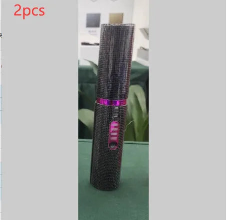 2-in-1 electric USB hair straightening brush with ceramic coating in green