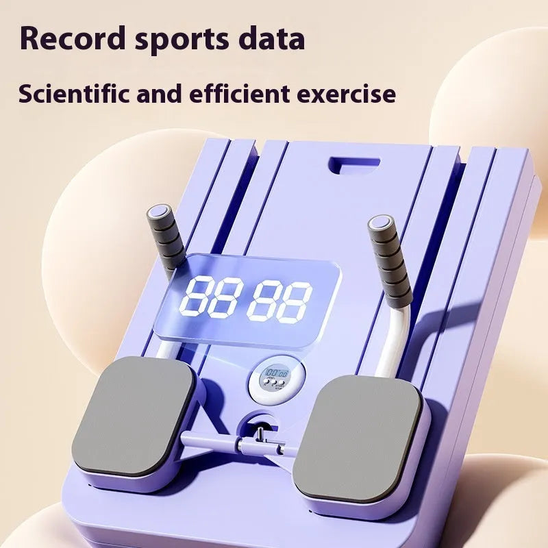 Standard purple PP multi-functional fitness board with automatic rebound abdominal wheel for home exercise