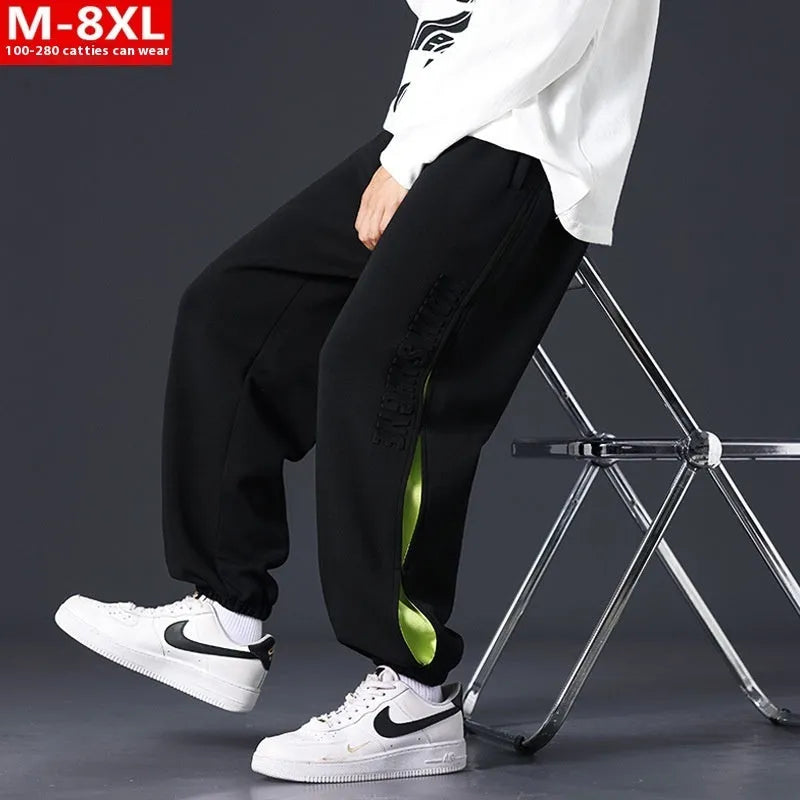 Men's cotton trousers with stitching printing design and banded ankle styling in multiple colour options