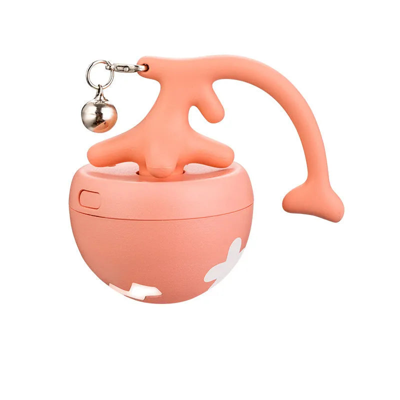 USB electric cat teasing ball with fish bone rolling design and teasing stick attachment