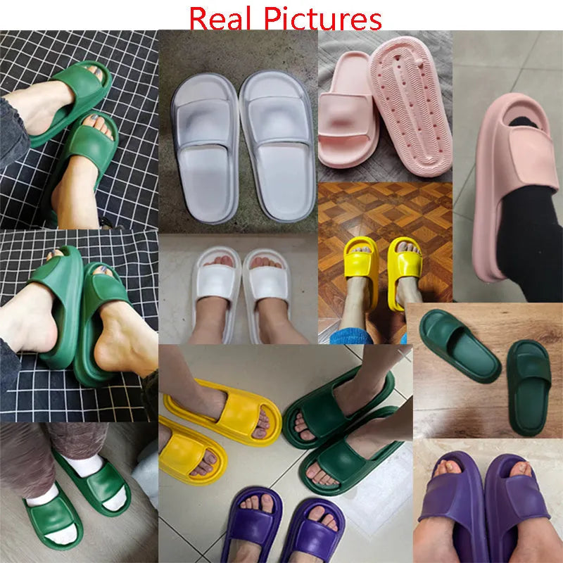 Pair of thickened EVA flip-flop slippers in a chosen colour, showing the non-slip sole and unisex design.