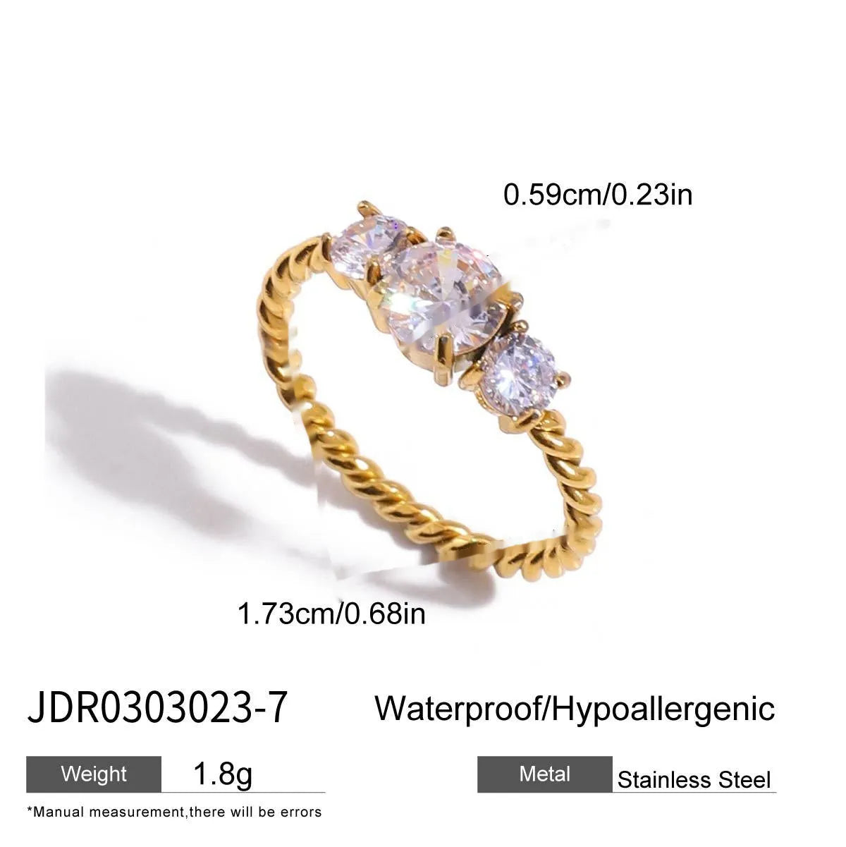 Silver tone geometric zircon ring with European-American styling on stainless steel background