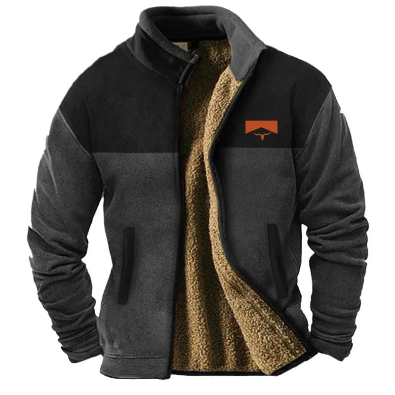 Men's green polyester padded coat with regular fit and normal length