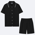 Business casual knitwear set with short sleeve top and matching shorts in Tencel viscose fabric
