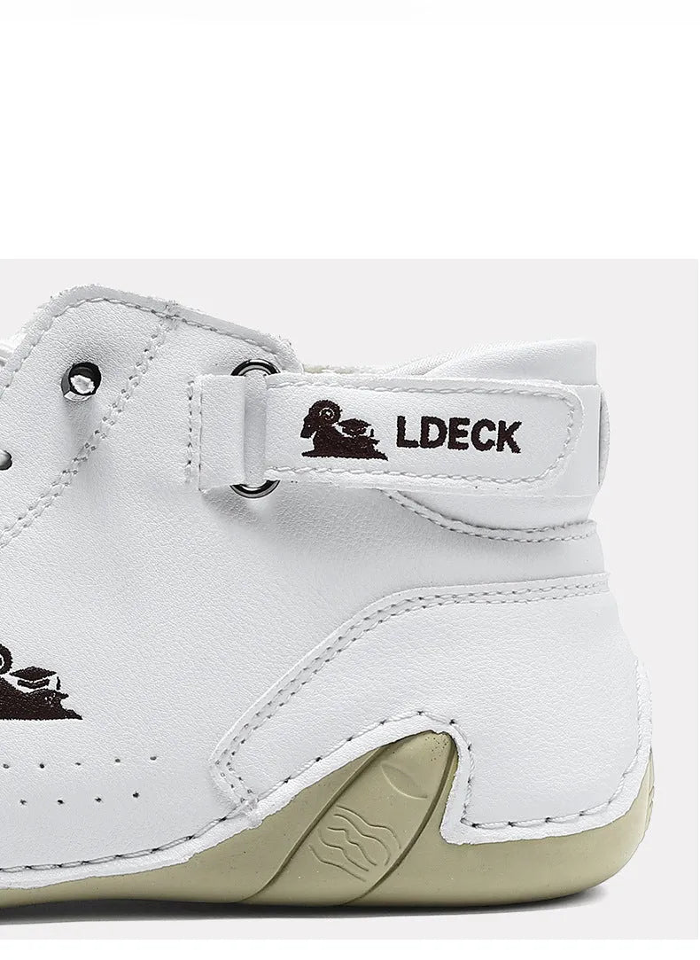 Men's khaki Octopus high top boots with microfiber upper, rubber sole, and pigskin boot tube on a white background.