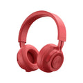 Red sports wireless Bluetooth headset with over-ear design