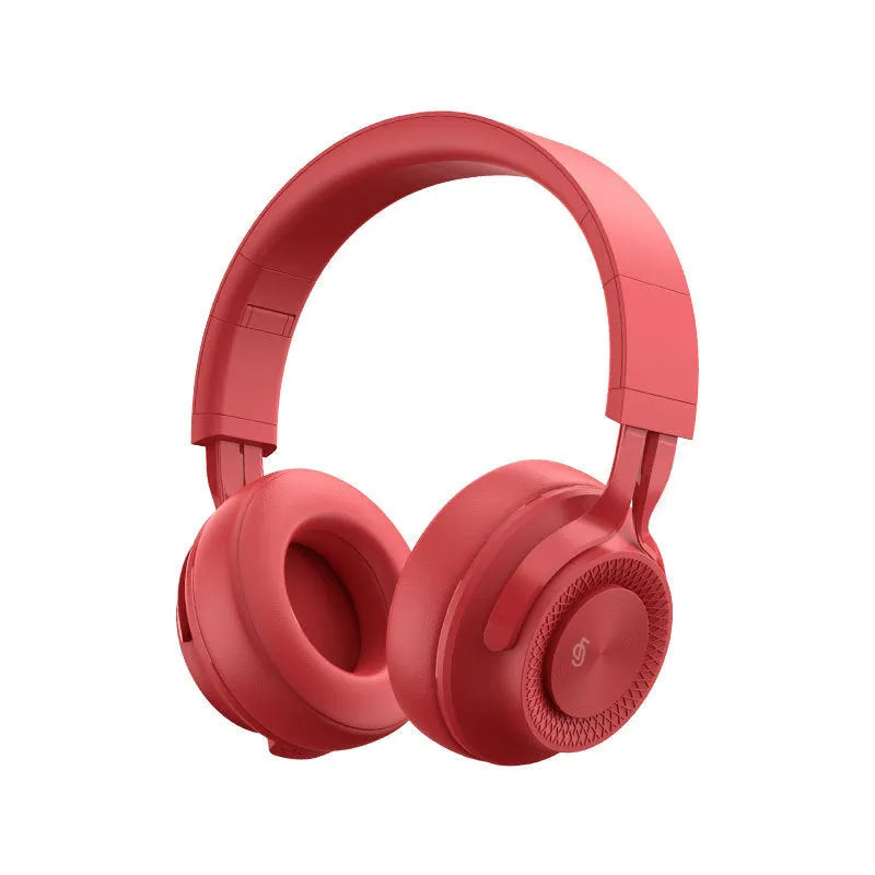 Red sports wireless Bluetooth headset with over-ear design