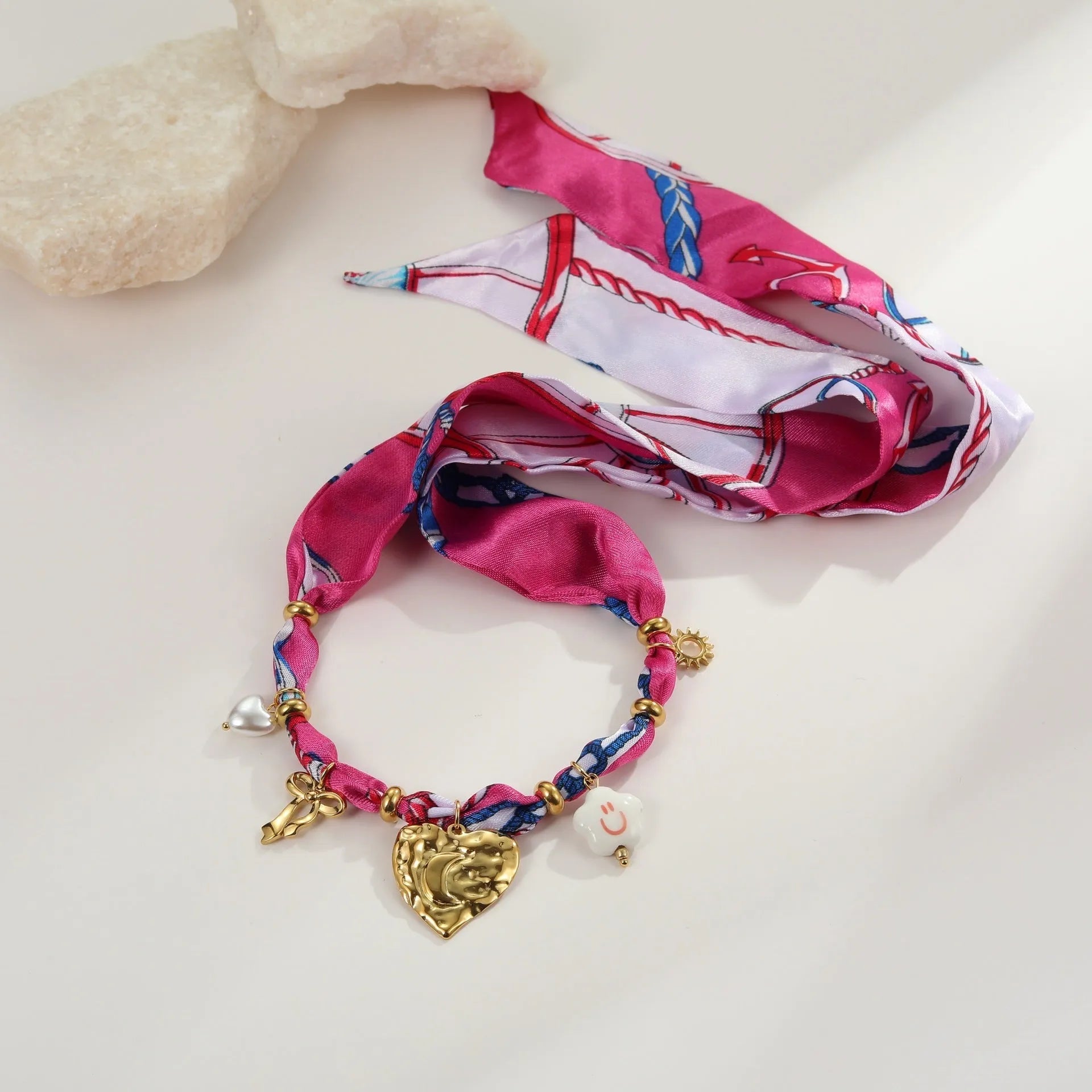 Stainless steel necklace and bracelet set with geometry pendant and 18K gold colour electroplated finish