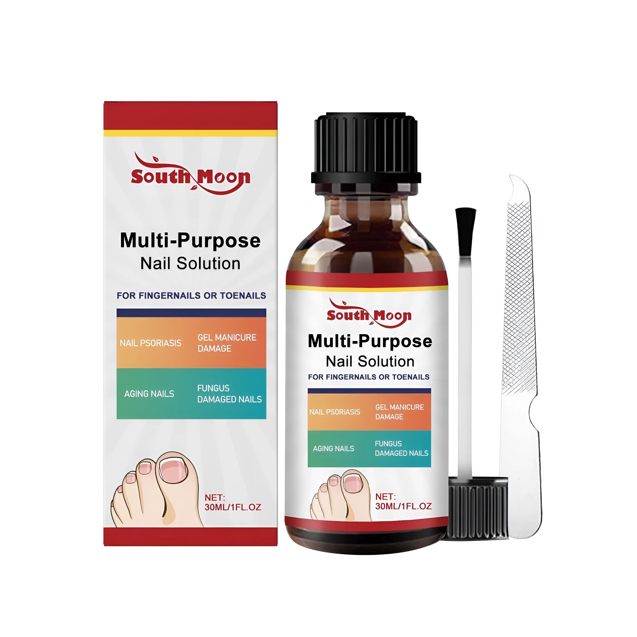 30ml nail care solution bottle with tea tree oil and included nail file