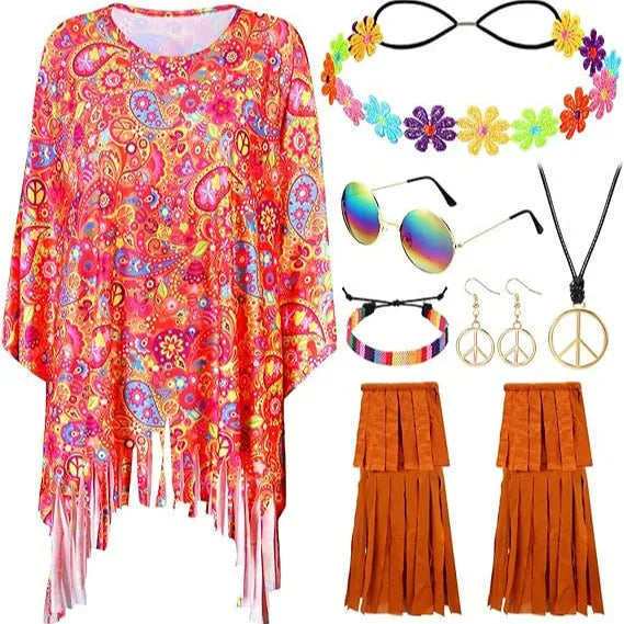 Tie dye cloak costume with bell sleeves in spandex fabric multiple colour options