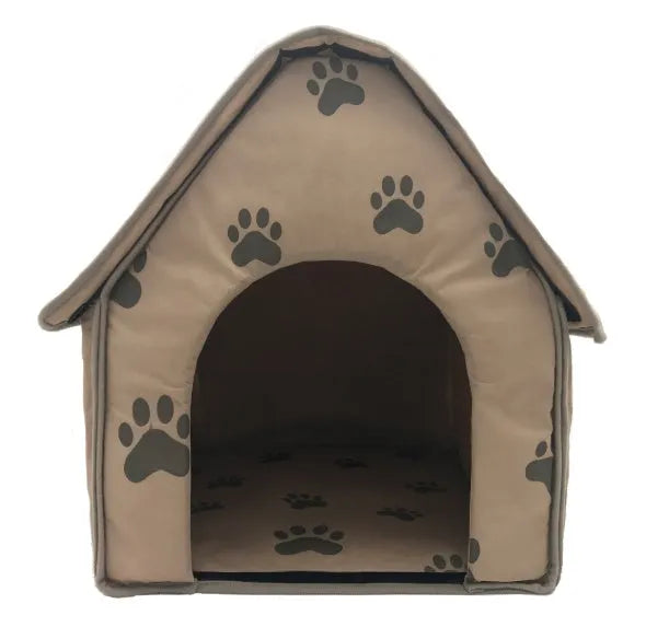 Foldable brown fabric dog mattress for cage, 47x49x49 cm, with door opening 22x26 cm