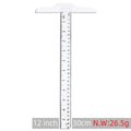 30cm plastic T-shaped ruler with scale markings in transparent or orange yellow colour