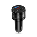 Car Bluetooth hands-free FM transmitter black with 1.2-inch monochrome screen and USB TF interfaces for MP3 playback