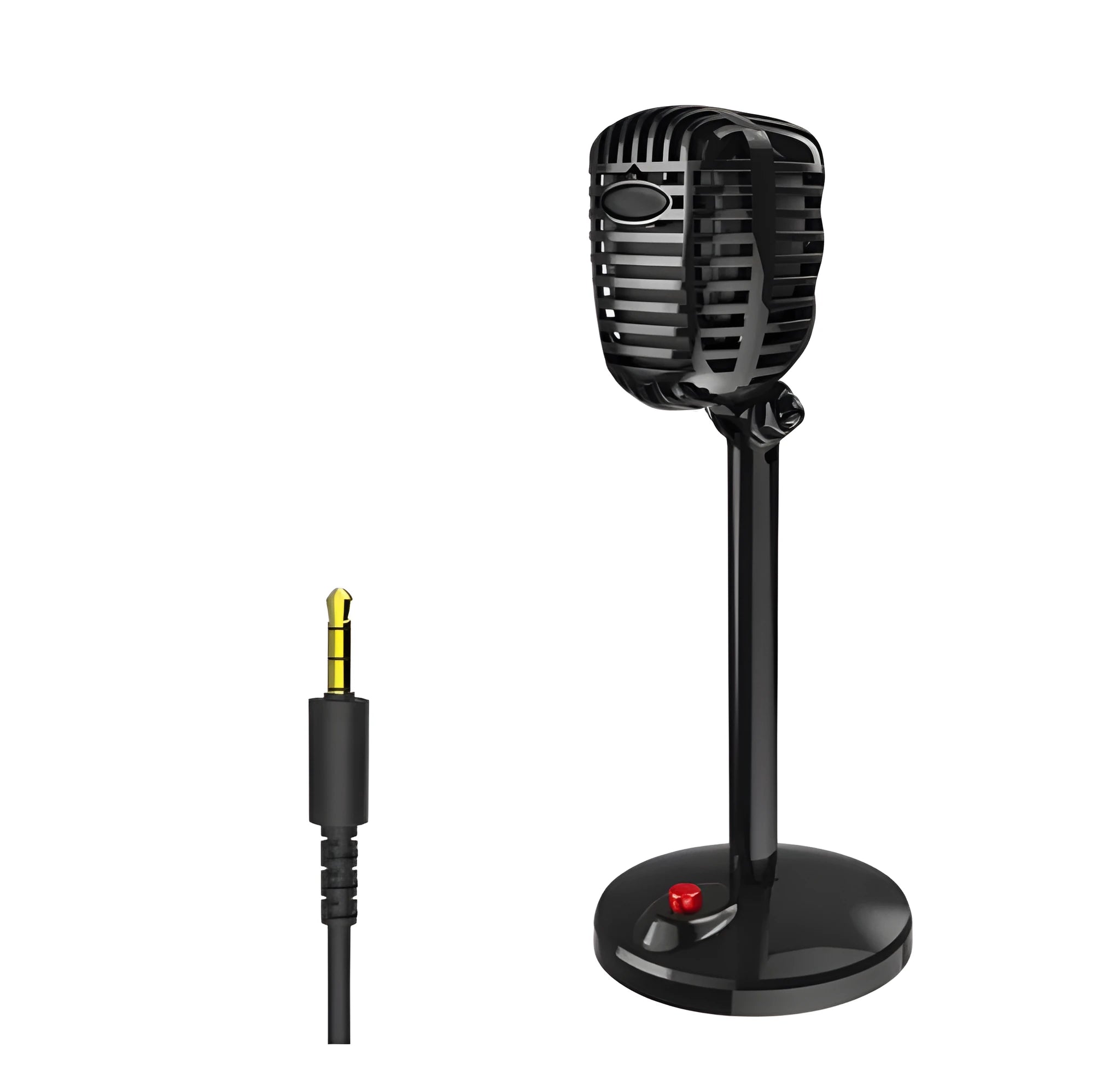 Black USB condenser microphone with adjustable stand for computer recording