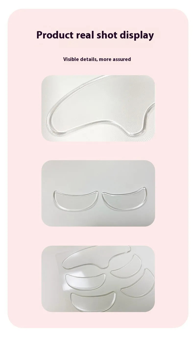 Five reusable silicone anti-wrinkle face stickers laid flat, total weight 26.8g.