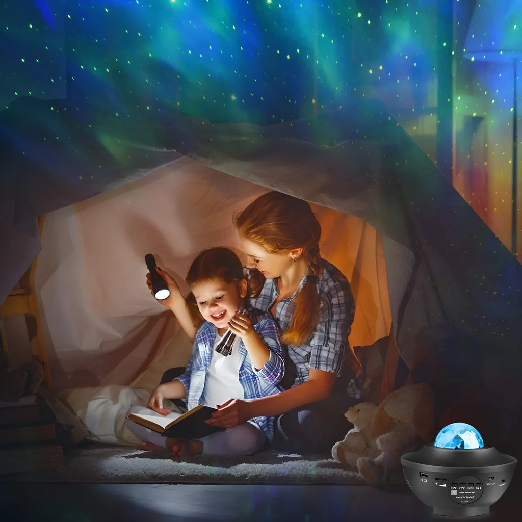LED dream starry sky projector night light round ABS shade remote control USB charging compact 110mm