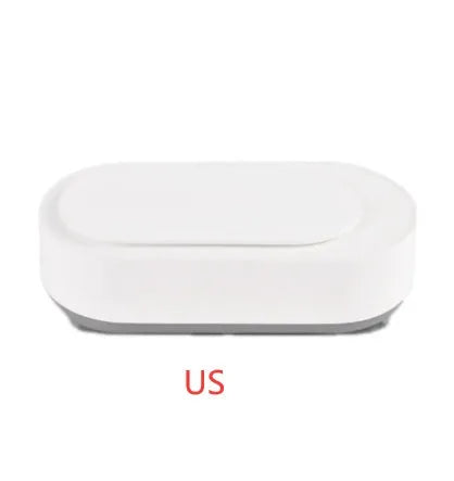 White portable ultrasonic cleaner with stainless steel tank for jewellery glasses watch cleaning