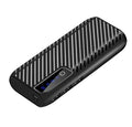 20000mAh mini power bank in black, blue, pink, or white, showing compact size and USB ports.