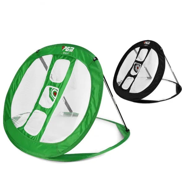 Portable golf practice net with pop-up design, nylon netting, 68x80x48cm, black frame, for indoor and outdoor training