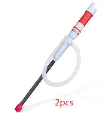 Blue manual hand siphon pump for transferring car truck fuel petrol diesel oil water