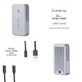Aluminium alloy NVMe SSD enclosure measuring 5.2cm x 2.8cm with USB-C port