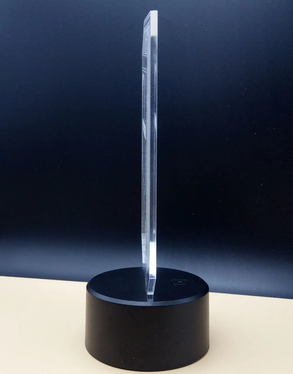 3D acrylic rose flower night light on ABS base with seven colour changing LED options.
