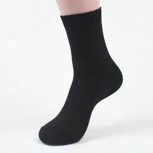 Men's bamboo fibre socks showing small square pattern in one of five available colours.