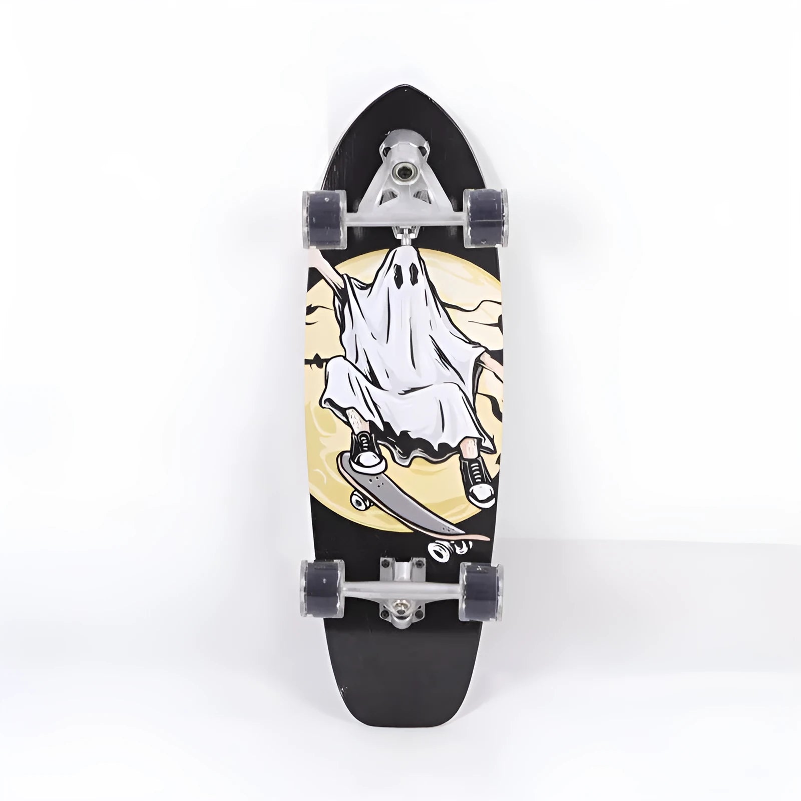 White wooden street scooter with 31-inch maple deck and wheels