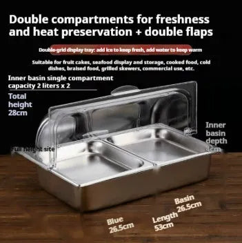 Stainless steel commercial dining plate display box with lid in multiple grid configurations