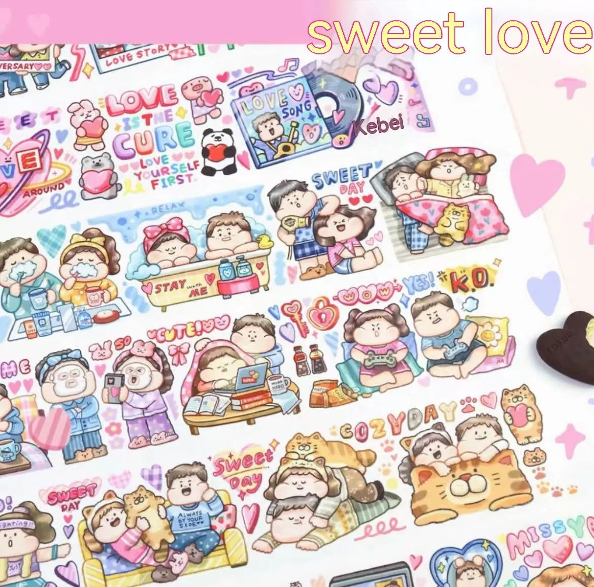 Cute cartoon character decorative sticker printed on Japanese paper for medical packaging.