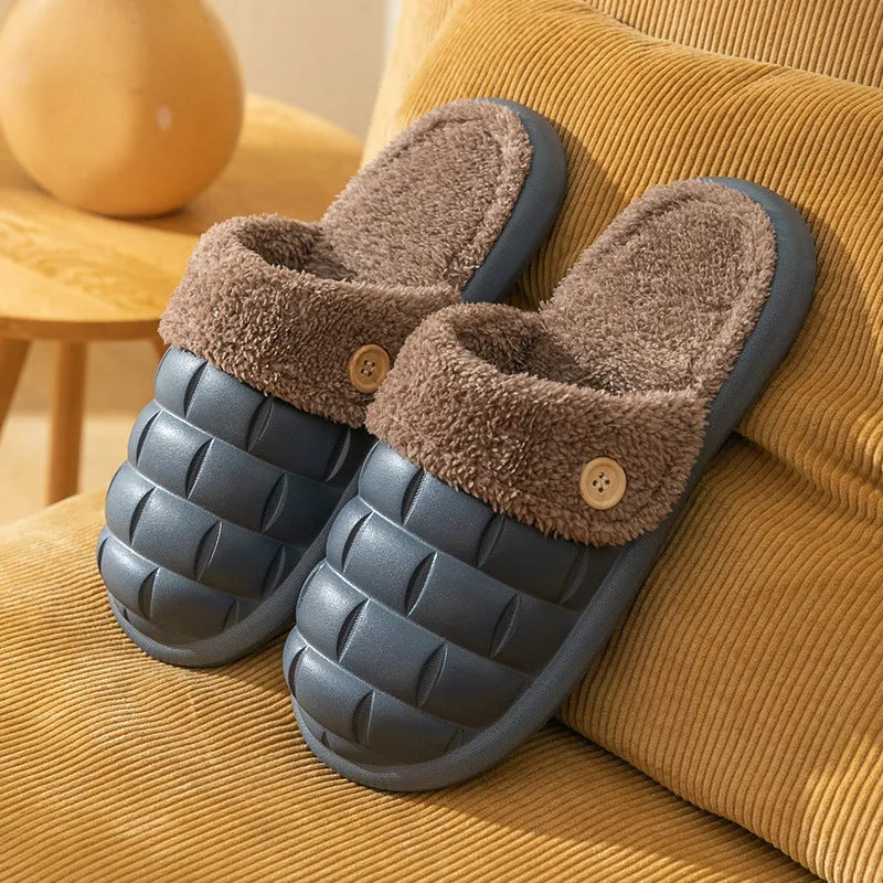 Women's detachable EVA plaid slippers with plush lining in multiple colours