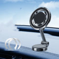 Car centre console mobile phone holder with magnetic clip and 360-degree rotation bracket in black or silver