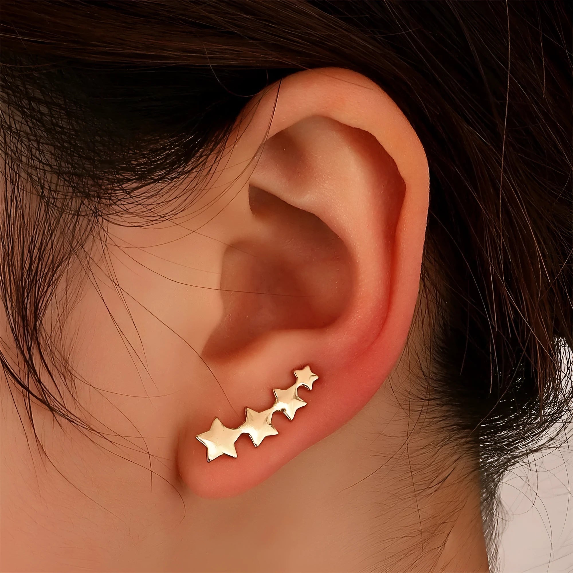 Women's copper leaf-shaped clip earrings in KC Golden Star A-896 colour
