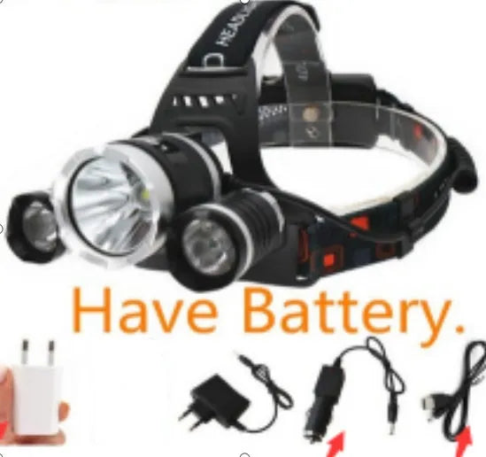 Aluminium alloy rechargeable headlamp with adjustable headband and bright Cree LED light.