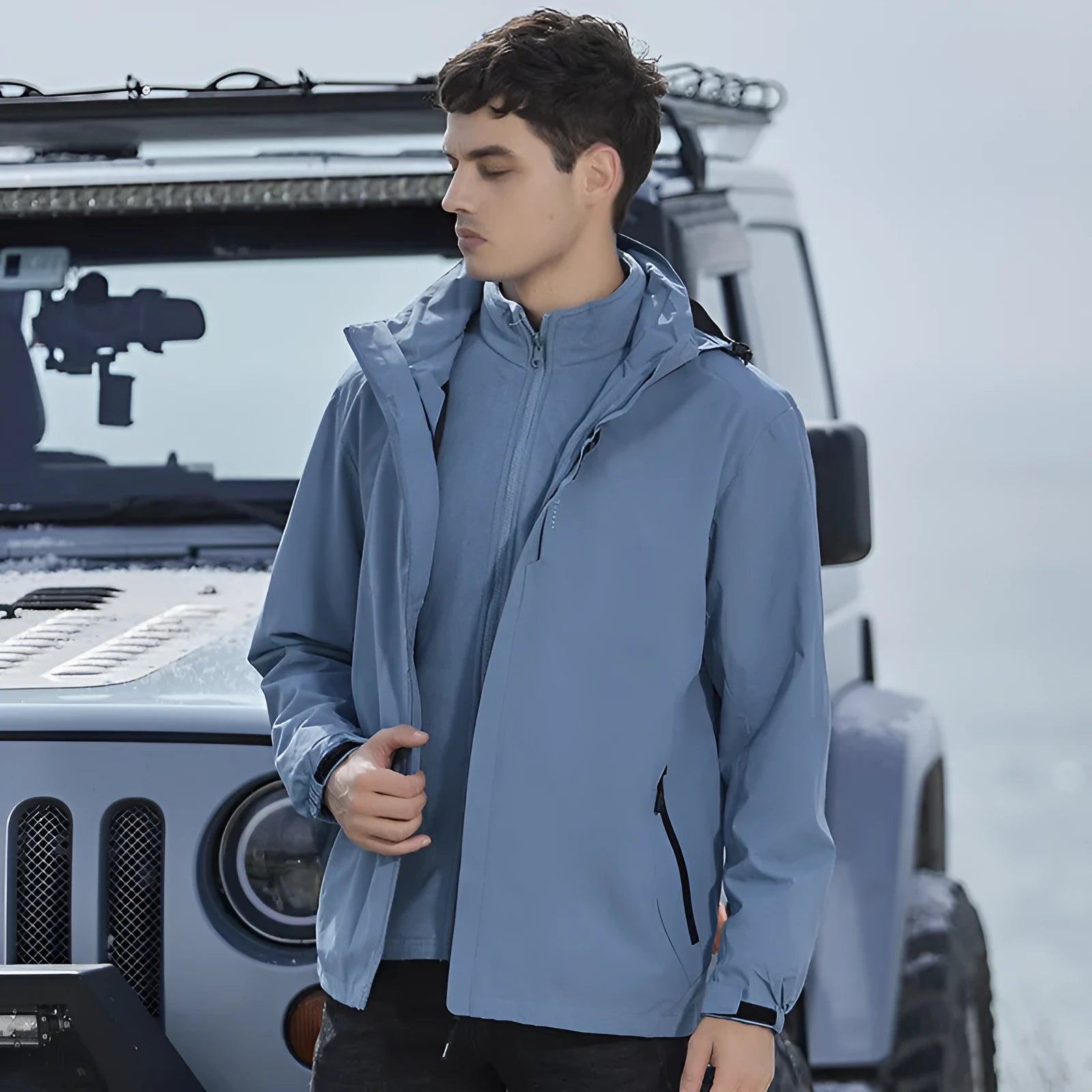 Men's three-in-one removable waterproof mountaineering suit in multiple colours for outdoor sports