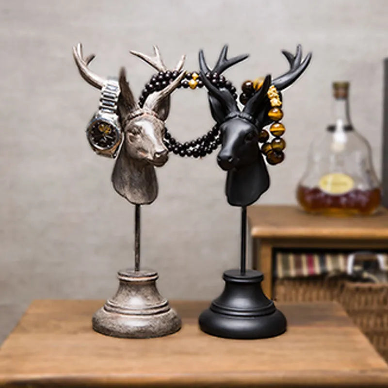 A tall natural resin elephant statue decoration in black, white, or wood colour finish.