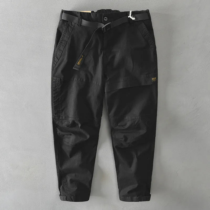 Men's casual cotton overalls with elastic waist in four colour options
