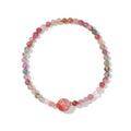 S925 sterling silver bracelet for women with natural tourmaline agate gold geometric round design