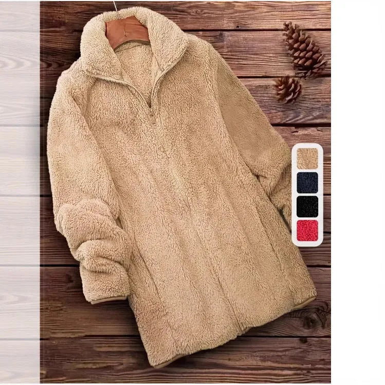 Double-sided fleece jacket in black, navy blue, or khaki for outdoor wear.