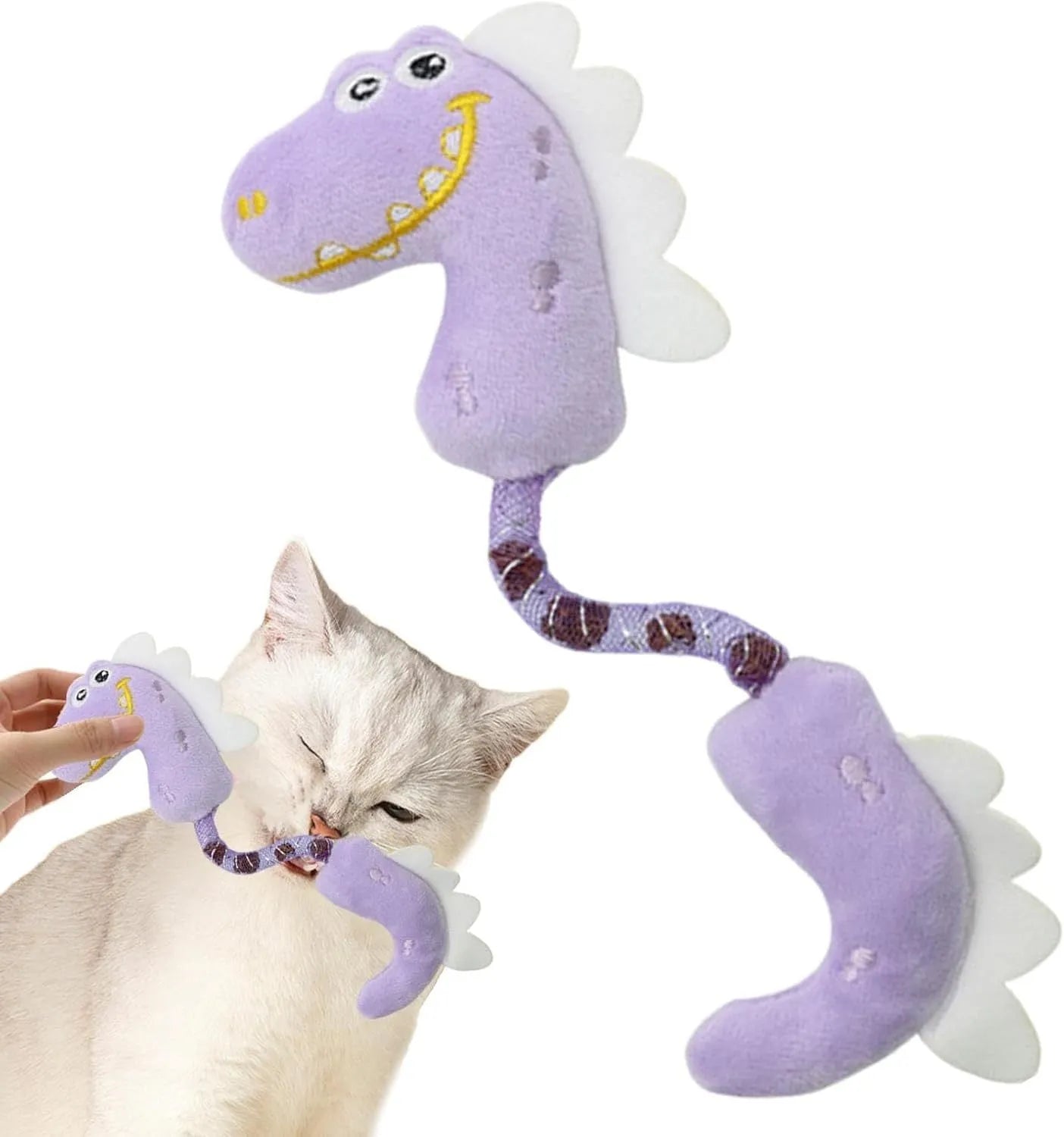 Bundle of four plush cat toys including chew, rope and catnip designs for indoor play