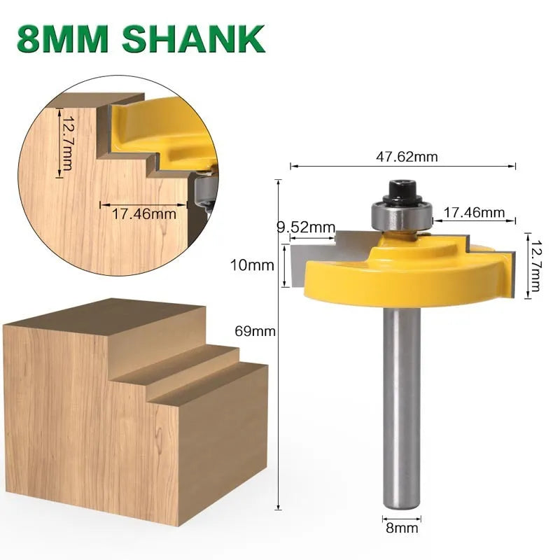 Door and window step cutter with 8mm round shank and coated carbide blade