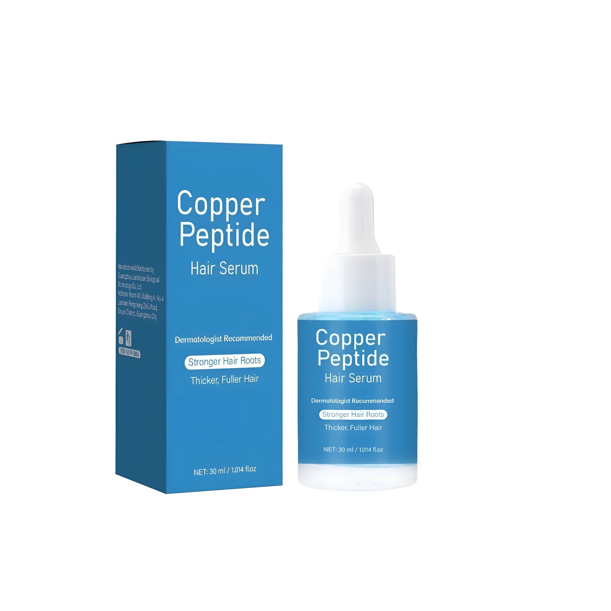 Copper peptide hair care oil in 30ml rectangular pump bottle for hair strengthening treatment