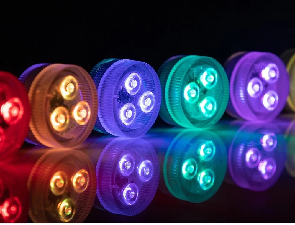 LED waterproof remote control fish tank diving light with plastic housing measuring 35 x 18mm