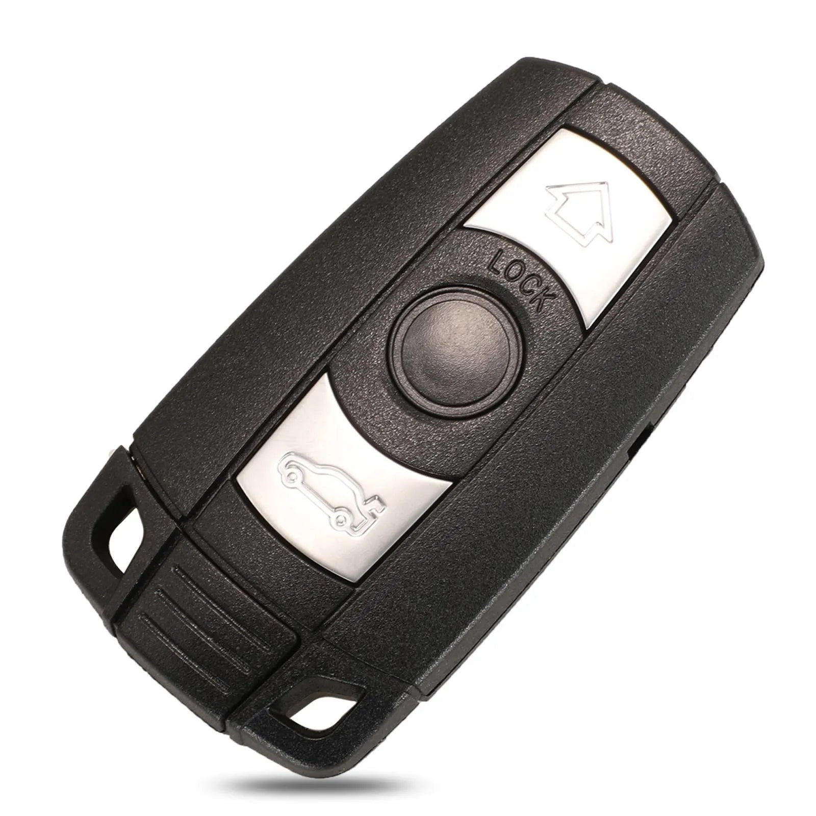 Black BMW CAS3 semi-intelligent 3-button remote car key fob with metal and plastic construction.